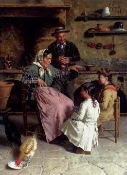 Eugenio Zampighi Painting - A Captive Audience country Eugenio Zampighi